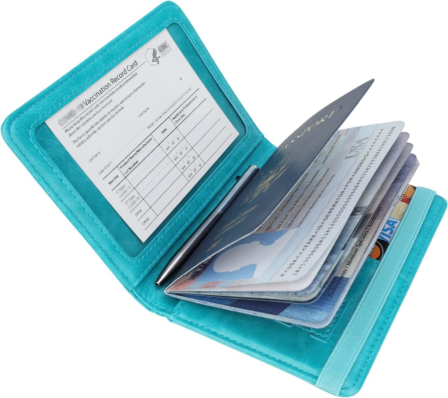 GDTK Leather Passport Holder Cover Case RFID Blocking Travel Wallet (Sky Blue) - Image 6