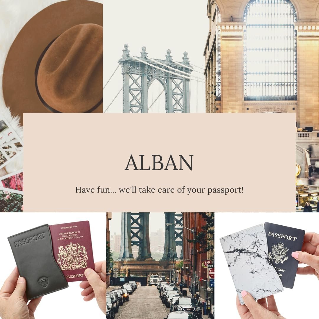 Alban RFID Passport Holder Women Men RFID Blocking Travel Passport Wallet Case Genuine Leather Passport Cover porta pasaporte - Image 7