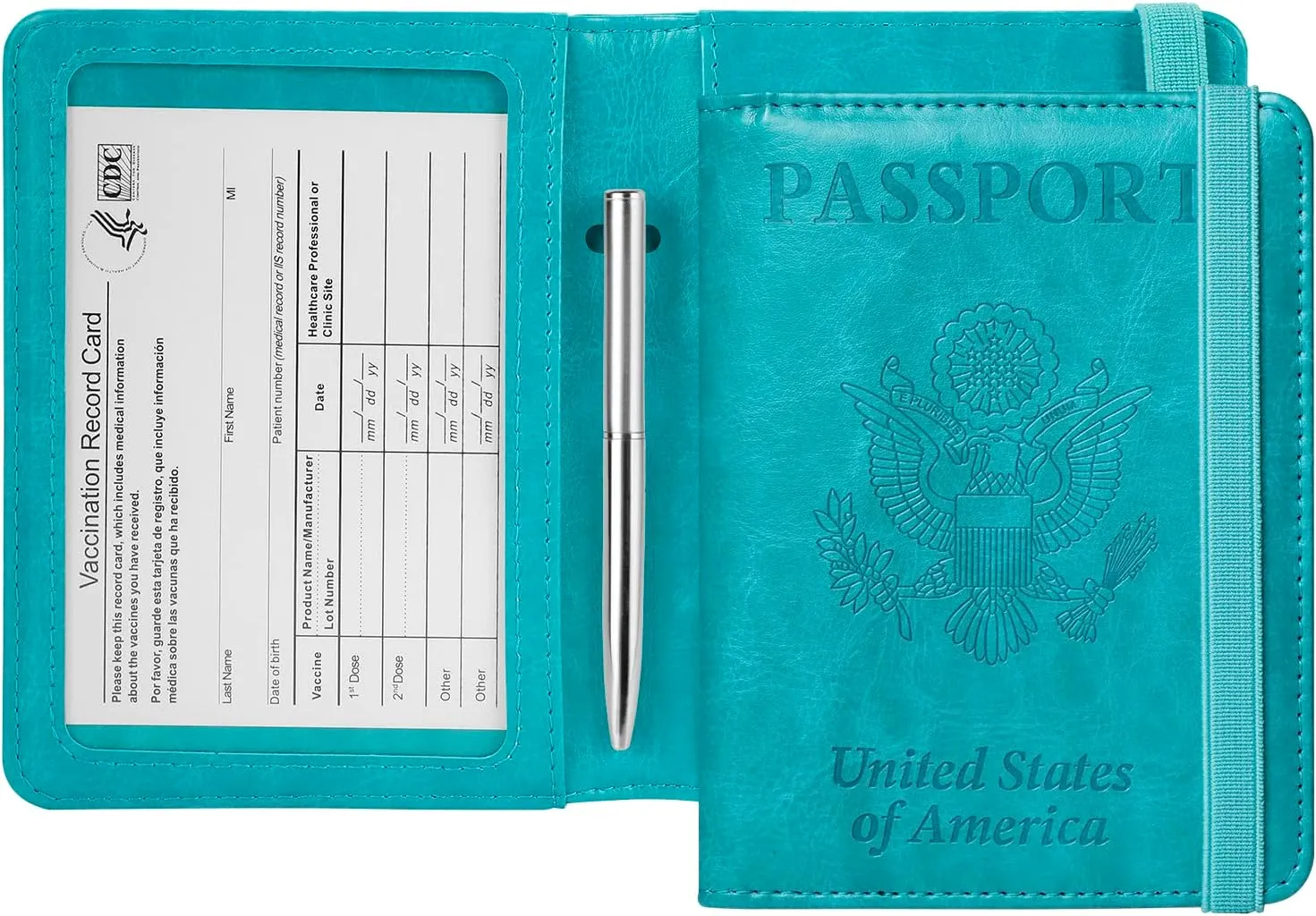 GDTK Leather Passport Holder Cover Case RFID Blocking Travel Wallet (Sky Blue)