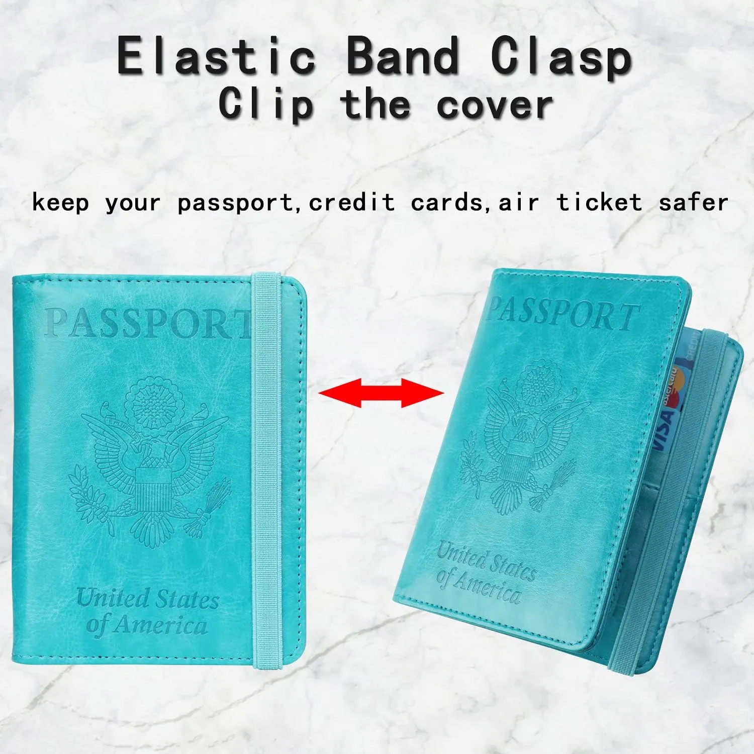 GDTK Leather Passport Holder Cover Case RFID Blocking Travel Wallet (Sky Blue) - Image 7