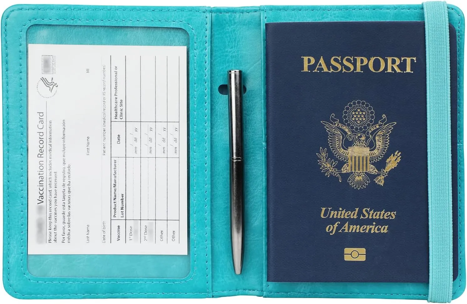 GDTK Leather Passport Holder Cover Case RFID Blocking Travel Wallet (Sky Blue) - Image 4