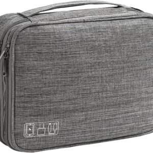 2 Layer Electronic Organizer,Cable Travel Organizer Bag, Electronic Accessories Travel Case For Adapter Plugs,Cable, Gadgets, Cord, Charger, Phone, Earphone, Large (Grey)