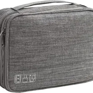 2 Layer Electronic Organizer,Cable Travel Organizer Bag, Electronic Accessories Travel Case For Adapter Plugs,Cable, Gadgets, Cord, Charger, Phone, Earphone, Large (Grey)