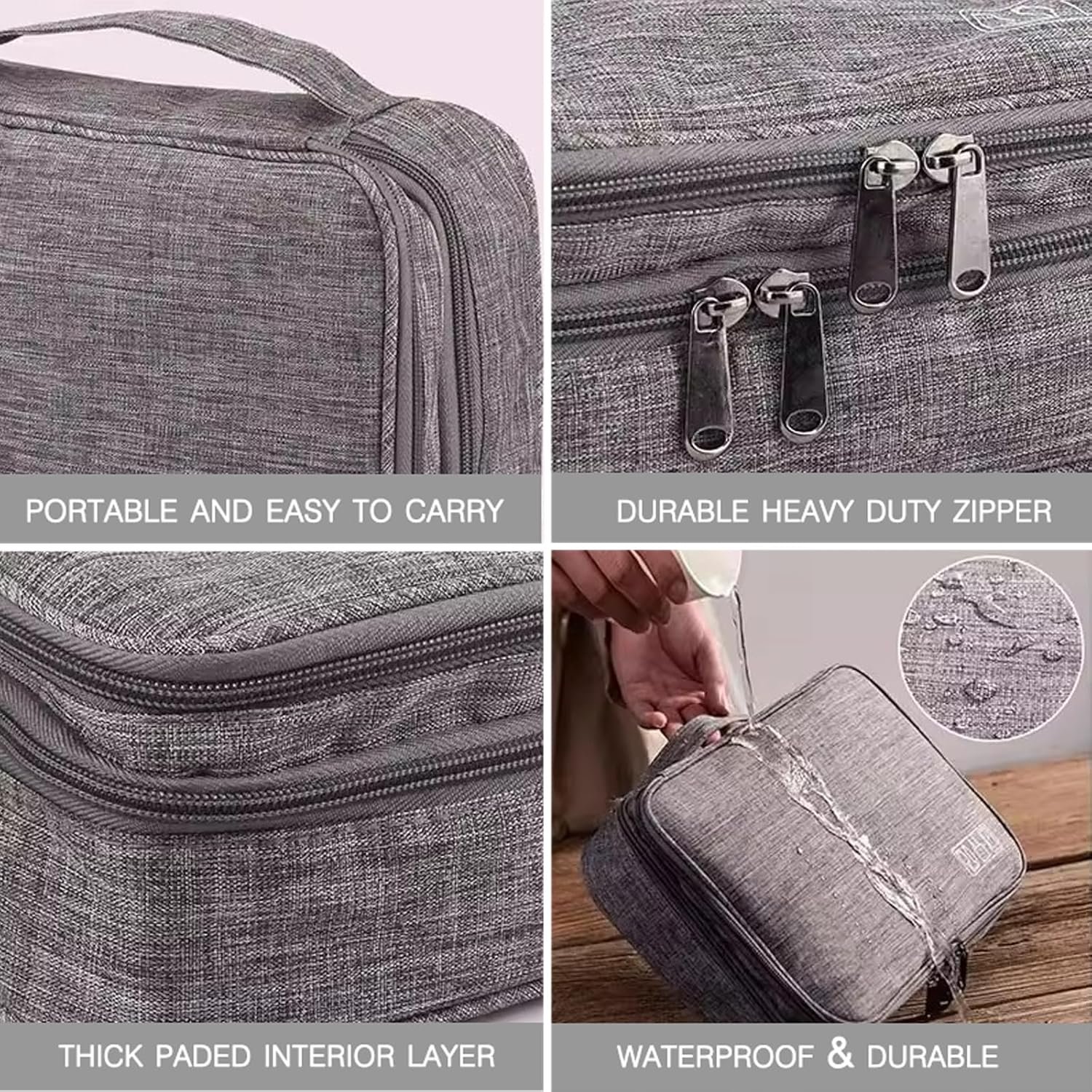 2 Layer Electronic Organizer,Cable Travel Organizer Bag, Electronic Accessories Travel Case For Adapter Plugs,Cable, Gadgets, Cord, Charger, Phone, Earphone, Large (Grey) - Image 6