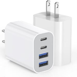 40W iPhone 17 16 Charger Block,2Pack 4-Port Fast USB C Charger Blocks,Multiport PD Power Adapter & QC Phone Charging Apple Adapter for iPhone 17 Air/17 Pro Max/16e/16 Pro/15/15Pro Max/14/13/12/11/iPad