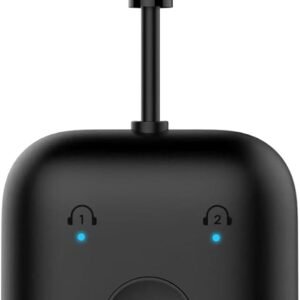 MEE Audio Connect Air in-Flight Bluetooth Wireless Audio Transmitter Adapter for up to 2 AirPods/Other Headphones; Works with All 3.5mm Aux Jacks on Airplanes, Gym Equipment, TVs, & Gaming Consoles