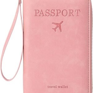 Passport Holder for Travel Women and Men RFID Passport Holder with Card Slots Holder Passport Case Passport cover Passport Wallet Travel Essentials and Accessories (Zipper, Pink Zipper)