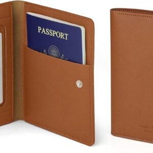carrotez Family Travel Document Organizer – Premium RFID Blocking Leather Passport Holder & Wallet for 2 Passports, Cards, Boarding Passes & Travel Essentials – Brown