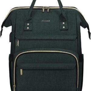 LOVEVOOK Laptop Backpack for Women,15.6 Inch Professional Womens Travel Backpack Purse Computer Laptop Bag Nurse Teacher Backpack,Waterproof Work Bags Carry on Back Pack with USB Port,Dark Green