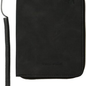 Passport Holder with Tether and Carabiner to Prevent Loss and Theft, Rfid Passport Holder for Travel, Passport Cover, Wallet & Case for Men and Women (Black -Tether and Carabiner)