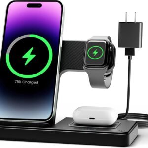 Wireless Charger iPhone Charging Station: 3 in 1 Charger Stand Multiple Devices for Apple - iPhone 17 16e 16 15 14 Pro Max 13 12 11 - Watch 11 10 9 8 7 6 5 4 3 2 SE and Ultra Series - Airpods 4 3 Pro
