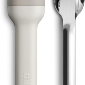ZOKU Pocket Utensil Set, Grey - Stainless Steel Fork, Knife, and Spoon Nest in Case - Portable Design for Travel, School, Work, Picnics, Camping and Outdoor Home Use