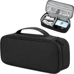 Teskyer Electronics Organizer Travel Case, Waterproof Portable Tech Accessories Pouch with Organized Compartments for Cables, Phone, Chargers, Earphone, Black
