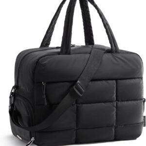 BAGSMART Small Gym Bag for Women, 23L Carry on Travel Duffle, Water-resistant Dance Bag with Shoe Compartment, Black