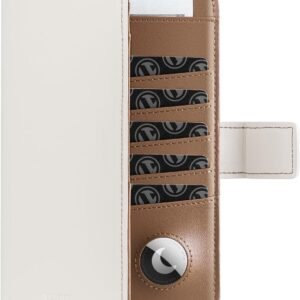 VULKIT Passport Holder with Airtag Holder RFID Blocking Passport Wallet Travel Leather Passport for Women(Beige Brown)