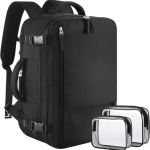 Sinaliy Large Travel Backpack for Women Men, Expandable 40L Carry On Backpack, 17 Inch Laptop Backpack College Bookbag, Waterproof Travel bag as Person Item Flight Approved