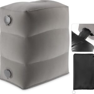 Maliton Inflatable Foot Rest Pillow for Travel,Kids Airplane Bed,Adjustable 3 Layers Height Leg Pillow of Air Travel Essentials,Car, Office, Home - Fast Inflation (Grey)