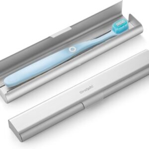 Oralphi Aluminum Toothbrush Travel Case, Portable Travel Toothbrush Holder, Durable Manual Toothbrush Box Container for Traveling, Bathroom, Camping, Business Trip-1Pack Silver