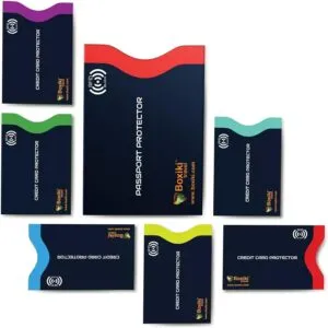 Boxiki Travel 7-Piece RFID Passport Holder & Card Sleeves – Block Electronic Theft for Credit Cards, IDs, and Passports – Perfect for Men & Women (Navy Blue)