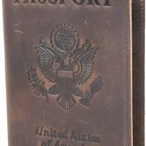 RFID Blocking Passport Holder Travel Wallet - Genuine Crazy Horse Leather for Men(Coffee)