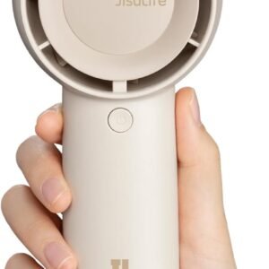 JISULIFE Handheld Portable Turbo Fan [16H Max Cooling Time], 4000mAh USB Rechargeable Personal Battery Operated Mini Small Pocket Fan with 5 Speeds for Travel/Outdoor/Vacation/Concerts - Brown