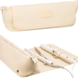 BAREFOOT CARIBOU Hair Tools Travel Bag and Heat Resistant Mat for Flat Irons, Straighteners, Curling Iron, and Haircare Accessories, 2-in-1 design, with Interior Pockets, Portable Organizer