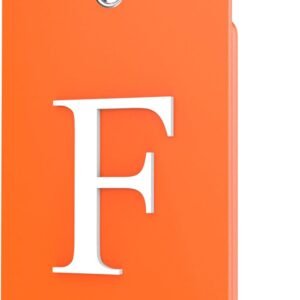 Gostwo 2 Pack Luggage Tags for Suitcases, 26 Initial Letter Travel Luggage Baggage Identification Labels ID Tag Fully Bendable Tags with Stainless Steel Loop (Orange) (Letter F)