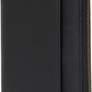 WASON Leather Zipper Travel Passport Wallet Holder RFID Blocking Cover, Passport case Pocket Slot for Card, Cash, ID, Boarding Pass and Ticket for Men, Women and Family Trips (Black)