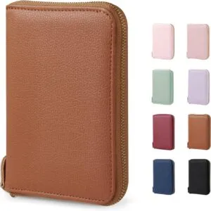 CoBak Passport Holder Cover with Safe Zipper Closure, Premium Passport Wallet for Travel, RFID Blocking Card Case, Waterproof Travel Accessories for Man, Pebbled Brown