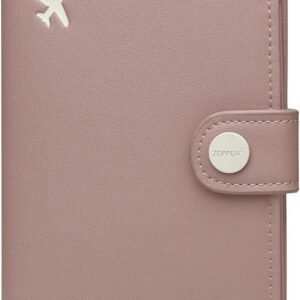 ZOPPEN Passport Holder Women, Passport Cover Travel Wallet Rfid Blocking Passport Wallet Cover Case Travel Essentials Document Organizer, Dusty Pink