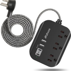 Travel Essentials - Mifaso Power Strip with USB, Compact Flat Plug Extension Cord 5ft with 3 Outlets 4 USB Ports, Non Surge Cruise Must Haves, Cruise Ship Essentials, Dorm Room, Apartment Essentials