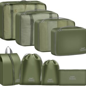 YEEYAA Packing Cubes for Travel - 8 Set Luggage Organizer Bags for Family, Mesh Breathable Packing Cubes for Suitcases Durable Travel Essentials Bags Set