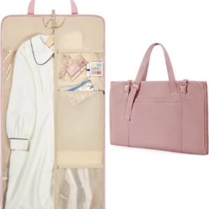 BAGSMART Garment Bags for Travel Foldable Carry on Suit Carrier for Hanging Clothes Stylish Dress Carrier Large Convertible Weekender Garment Bags for Women Men