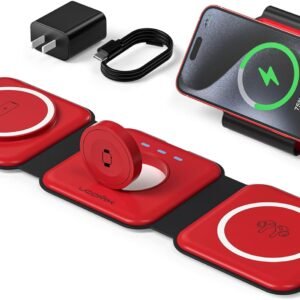 UCOMX 3 in 1 Charging Station for Multple Devices,Foldable 3 in 1 Wireless Charger for Travel,Nano Wireless Charging Station for iPhone16 15 14 13 12 Pro Max/Watch 10 9 8 7 6 5 4 3 Ultra/AirPod Pro