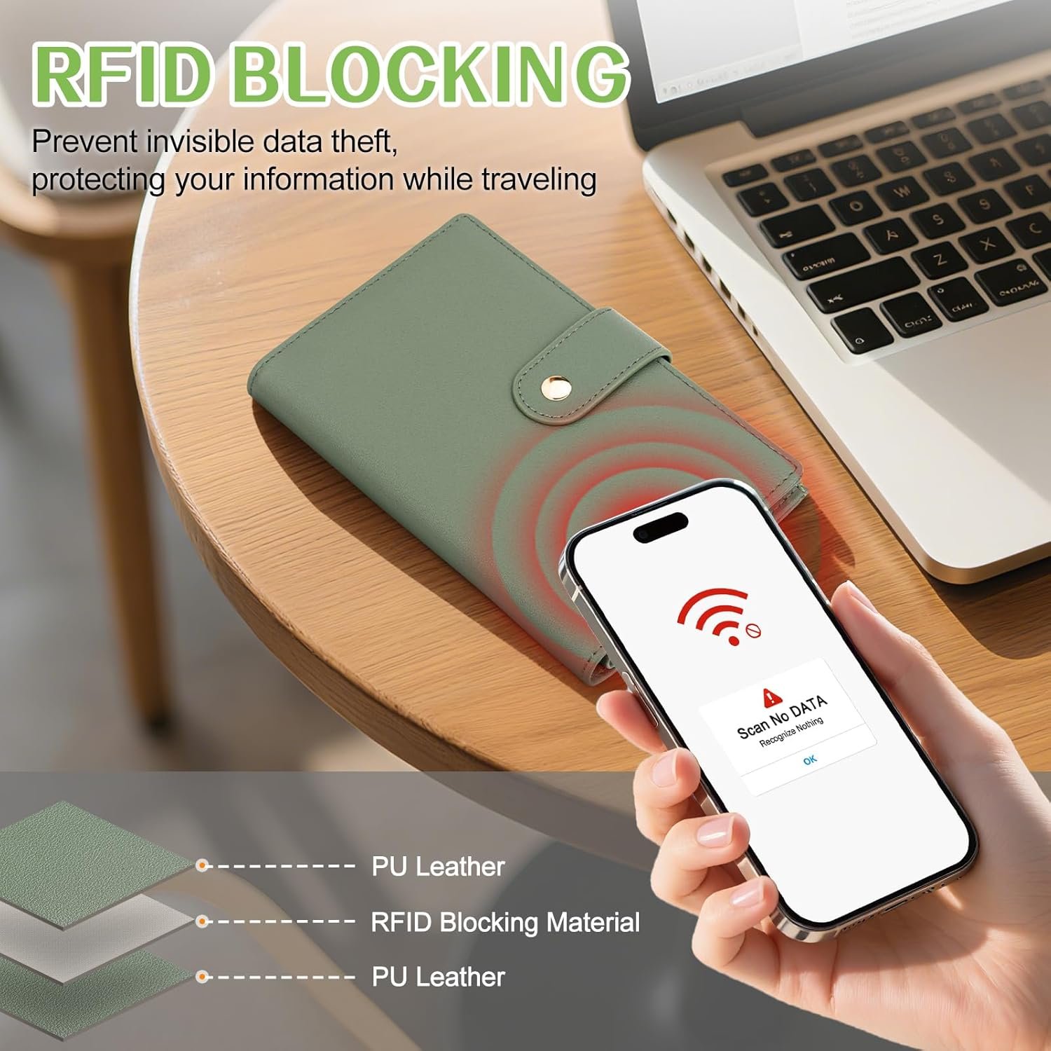 TEUEN Passport Holder for Travel Women, RFID Blocking Passport Wallet with Airtag Slot, PU Leather Passport Cover Travel Wallet with Zippered Coins Pocket for Travel Essentials - Image 2