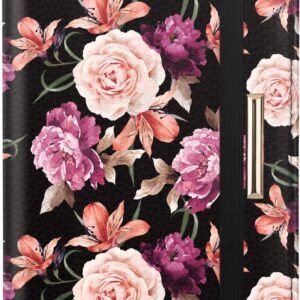 Passport Cover Holder,Travel Wallet Credit Card Holder RFID Blocking Passport Wallets for Women and Men with Photo Slot,Black Flowers