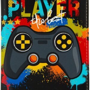 ANNAMISSI Passport Holder,Cute Passport Cover for Women Men,Travel Document Organizer Holder Boy Girl Wallet personalized Leather Rfid Passport Wallet (Game)