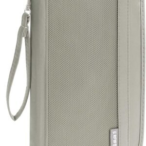 DSDCDJ Passport Holder for Travel, Rfid Blocking Passport Wallet Travel Documents Organizer, Waterproof Family Passport Holder with Wrist Strap for Men & Women, Grey