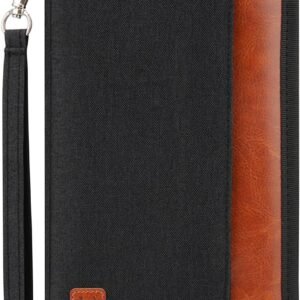 Passport Holder Family Travel Large RFID Blocking Passport Organizer, Travel Essentials Premium Wallets Credit Cards Case, Multi Pocket Waterproof Document Bag for Airports Vacations Business Trips