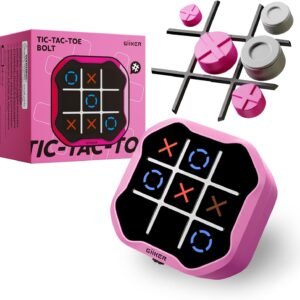 GiiKER Tic Tac Toe Bolt Game, Original 3-in-1 Handheld Games, Portable Travel Games for Car Ride, Toys Gift Idea for Kids and Adults, Stocking Stuffers Birthday Gifts for Boys Girls - Pink