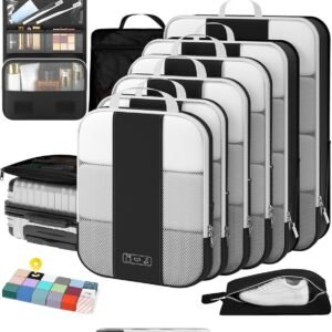 10 Set Compression Packing Cubes for Travel Essentials,Compressible Expandable Packing Cubes for Suitcase,OlarHike Luggage Organizer Bags for Travel,Handy Helper for Organizing Clothes(Black)