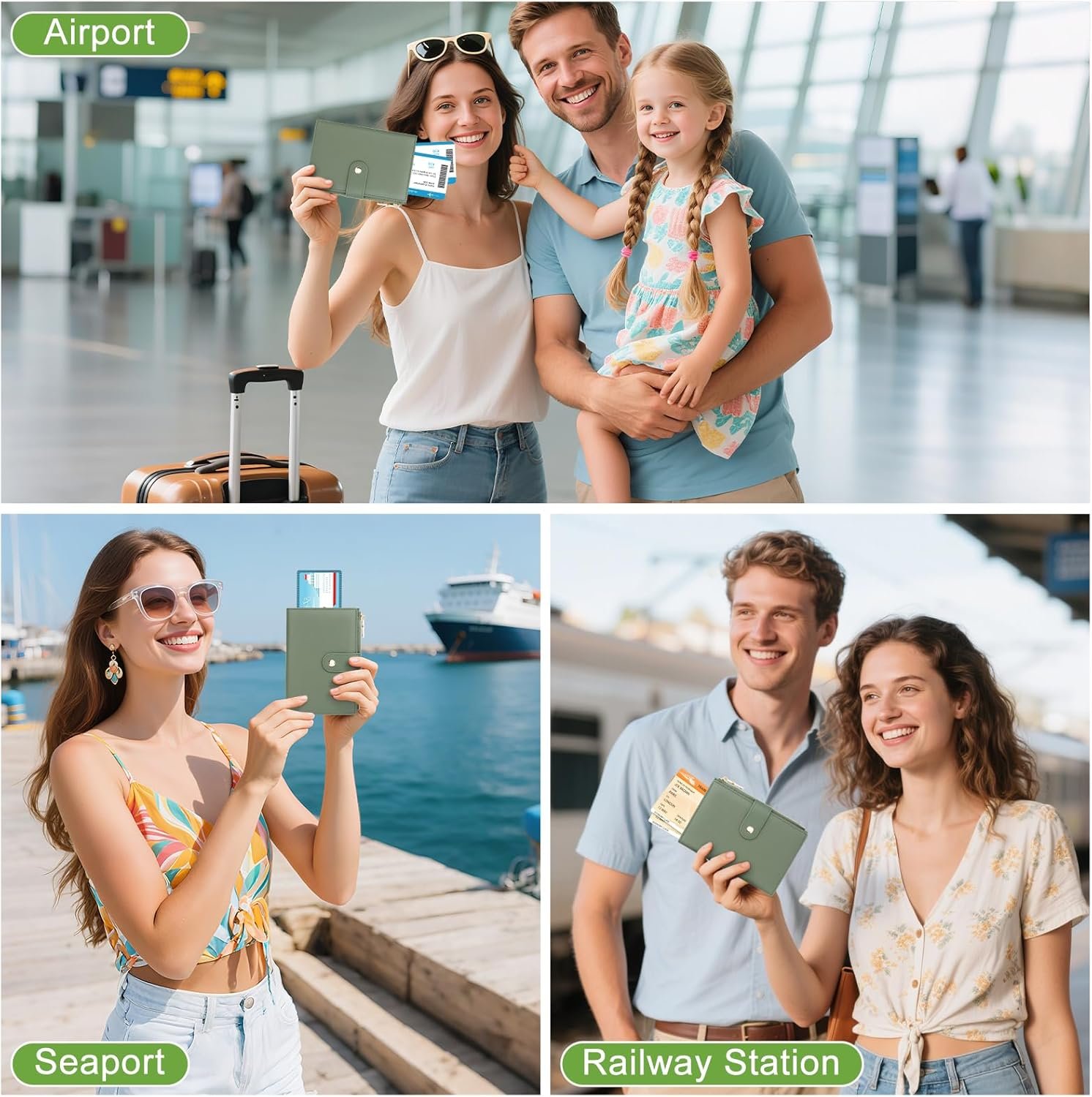 TEUEN Passport Holder for Travel Women, RFID Blocking Passport Wallet with Airtag Slot, PU Leather Passport Cover Travel Wallet with Zippered Coins Pocket for Travel Essentials - Image 7