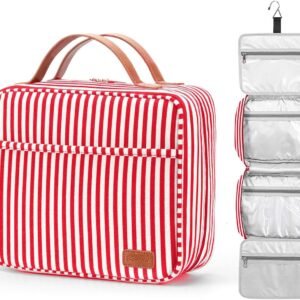 Bosidu Hanging Travel Toiletry Bag,Large Capacity Cosmetic Travel Toiletry Organizer for Women with 4 Compartments & 1 Sturdy Hook,Perfect for Travel/Daily Use/Christmas