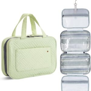 Ms. pen- Travel Toiletry Bag Organizers, Green, Makeup Travel Bag for Toiletries with Hanging Hook, Water-Resistant
