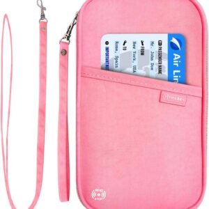 RFID Family Passport Wallet Holder Waterproof, Travel Document Organizer Credit Card Clutch Bag for Men Women