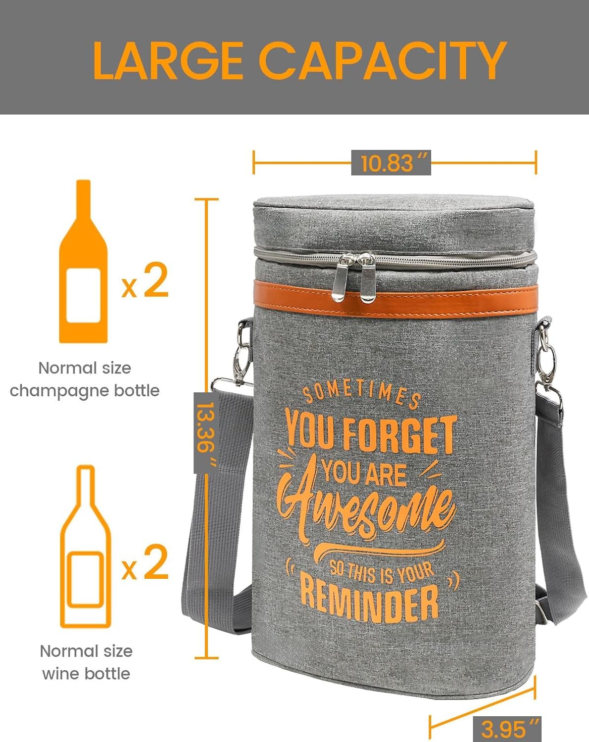 Wine Lovers Gift Set Insulated Cooler Bag Holds 2 Bottles & Includes 2 Tumblers Perfect Portable Carrier for Outdoor Adventures Ideal Birthday Christmas Valentine's Day Anniversary Gift for Women Men - Image 2