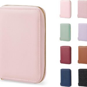 CoBak Passport Holder Cover with Safe Zipper Closure, Premium Passport Wallet for Travel, Cute RFID Blocking Card Case, Waterproof Travel Accessories for Women, Pebbled Pink