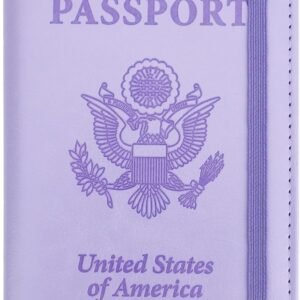Passport Holder for Travel, Passport Holde Passport Cover Wallet Travel Passport Holders Must Haves for Women Men, PU Leather Passport Book Card Holder Case,Travelling Essentials, Purple