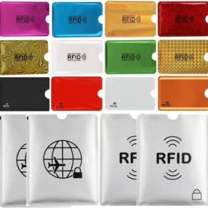 Schembo 16 RFID Blocking Sleeves Set (12 Colorful Credit Card Protector RFID Blocking Sleeve & 4 RFID Passport Holder). Effectively Protect Your Credit, Debit, and ID Cards From Electronic Theft.