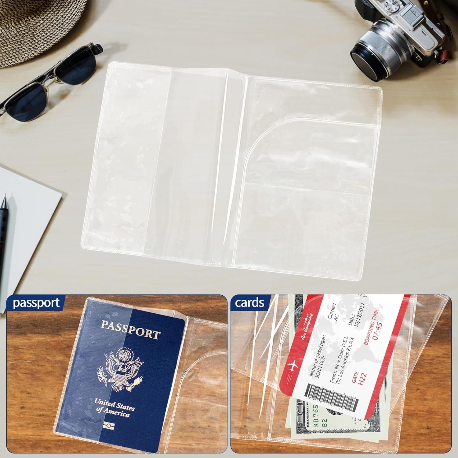Clear Passport Protector Holder Waterproof Plastic Passport Cover Vinyl ID Protector for Travel Document Credit Card (5 Pack) - Image 4